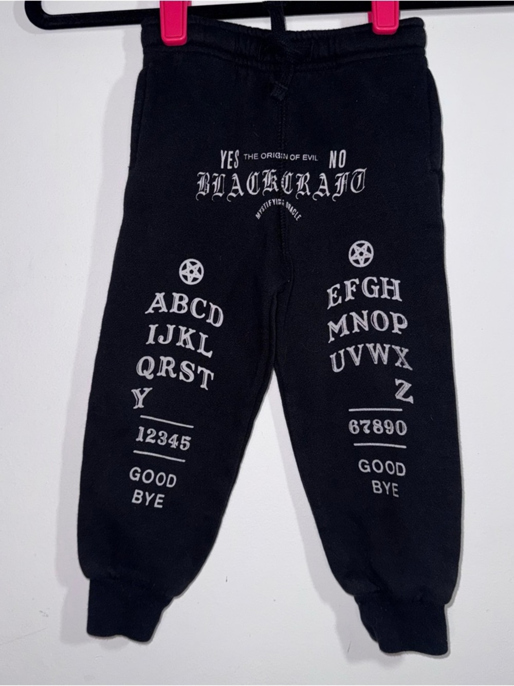 Black Craft Cult Ouija Board Jogger Sweatpants Kids Size 2T Black Graphic Pants